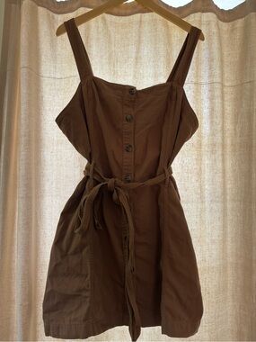 Brown Button-Front Tie-Waist GAP dress
